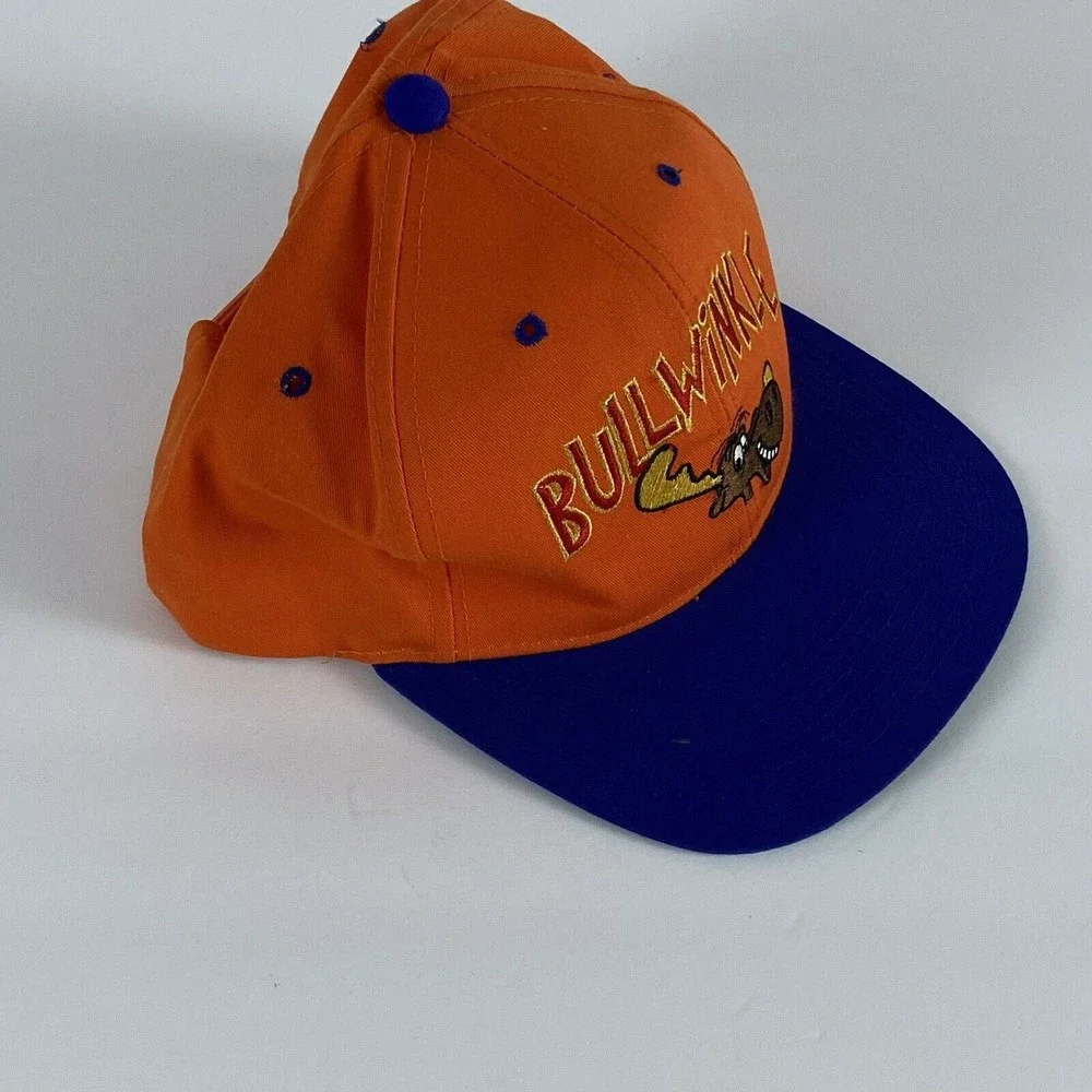 BULLWINKLE Mens Orange Embroidered Snapback Hat Size All Vintage 1993 MCA